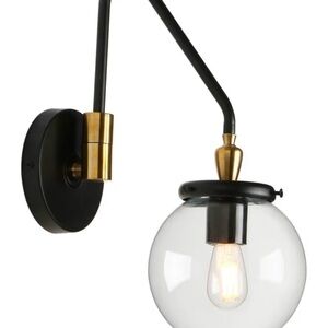 Black and Gold Wall Sconce with Glass Globe